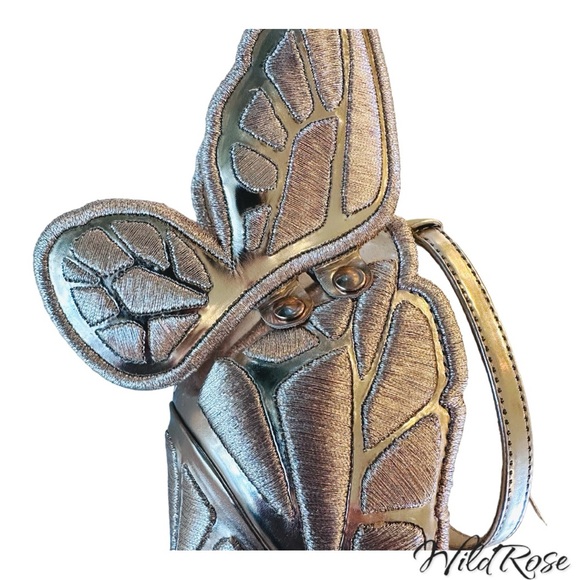 SOPHIA WEBSTER CHIARA GOLD EMBROIDERED WINGED LEATHER SANDAL PUMPS SZ 38 - Picture 9 of 16